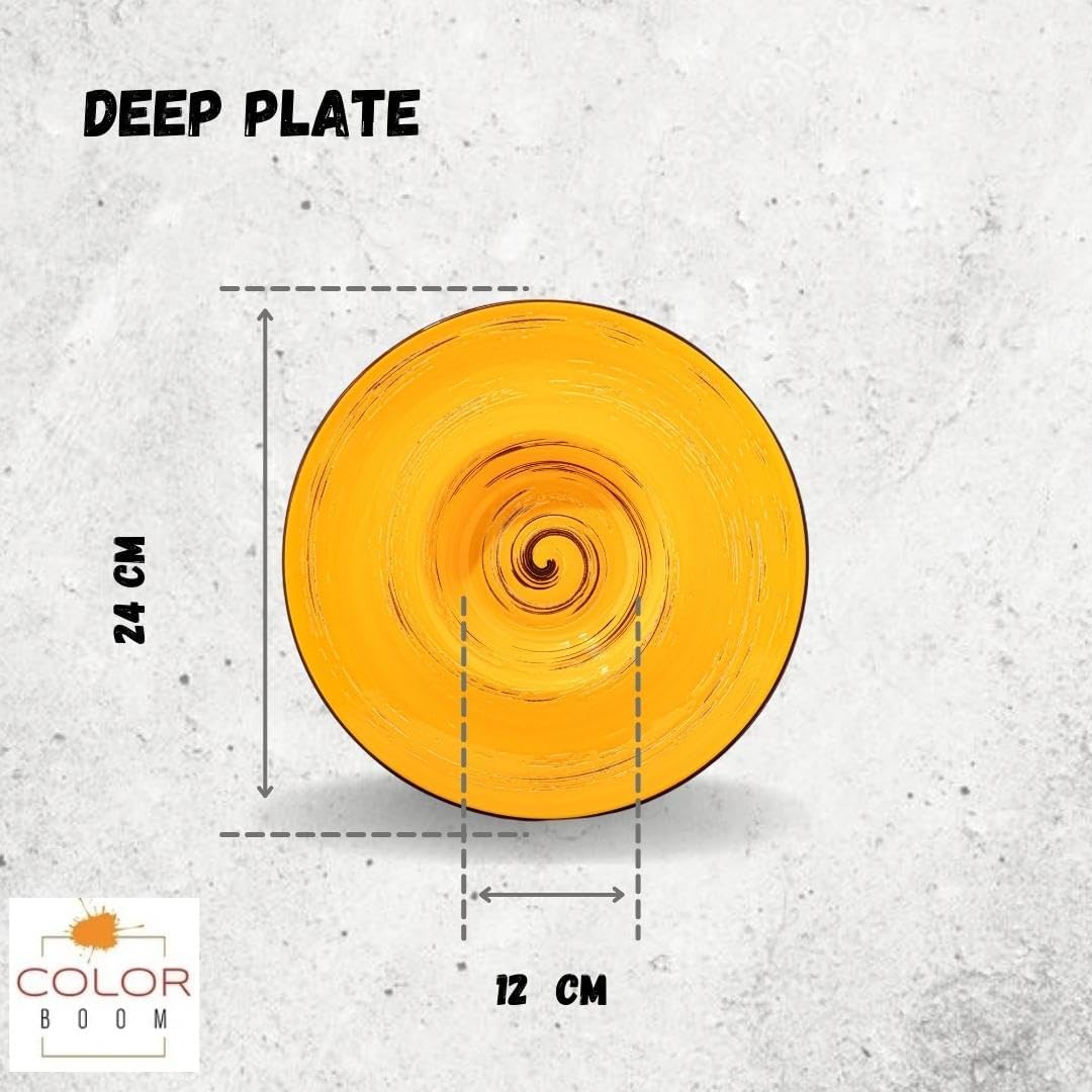 Wilmax WL-669425/A Porzellan Runden Tiefe Platte, Gelb, 24cm Durchmesser, 200mL Kapazität