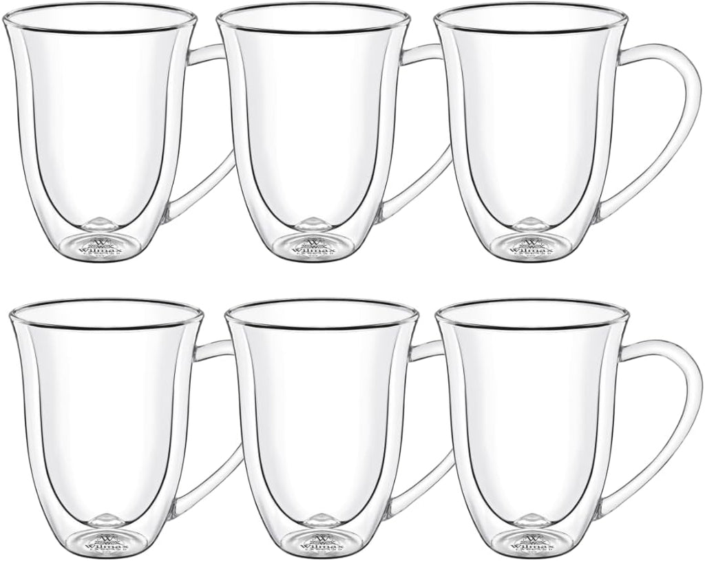 Wilmax Doppelwandige Tasse 400 ml Borosilikatglas 6er Set WL-888727/A6