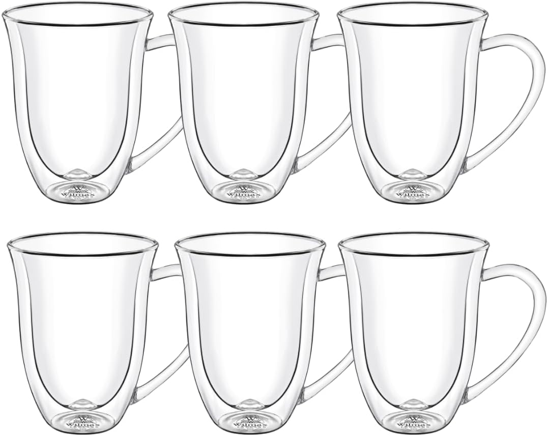 Wilmax Doppelwandige Tasse 400 ml Borosilikatglas 6er Set WL-888727/A6