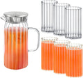 Wilmax Getränkeset 7-teilig mit Krug 1000 ml und 6 geriffelten Gläsern 250 ml