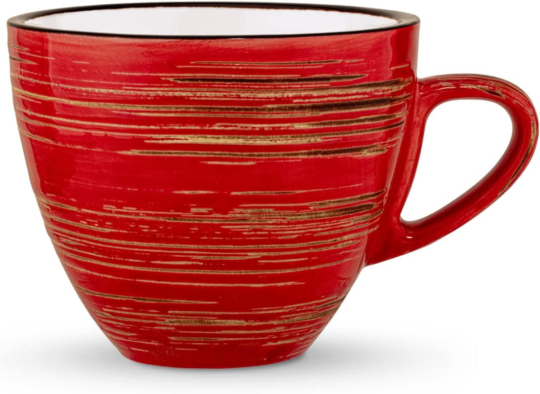 Wilmax Tasse mit Untertasse 300 ml 6er-Set Rot aus Porzellan