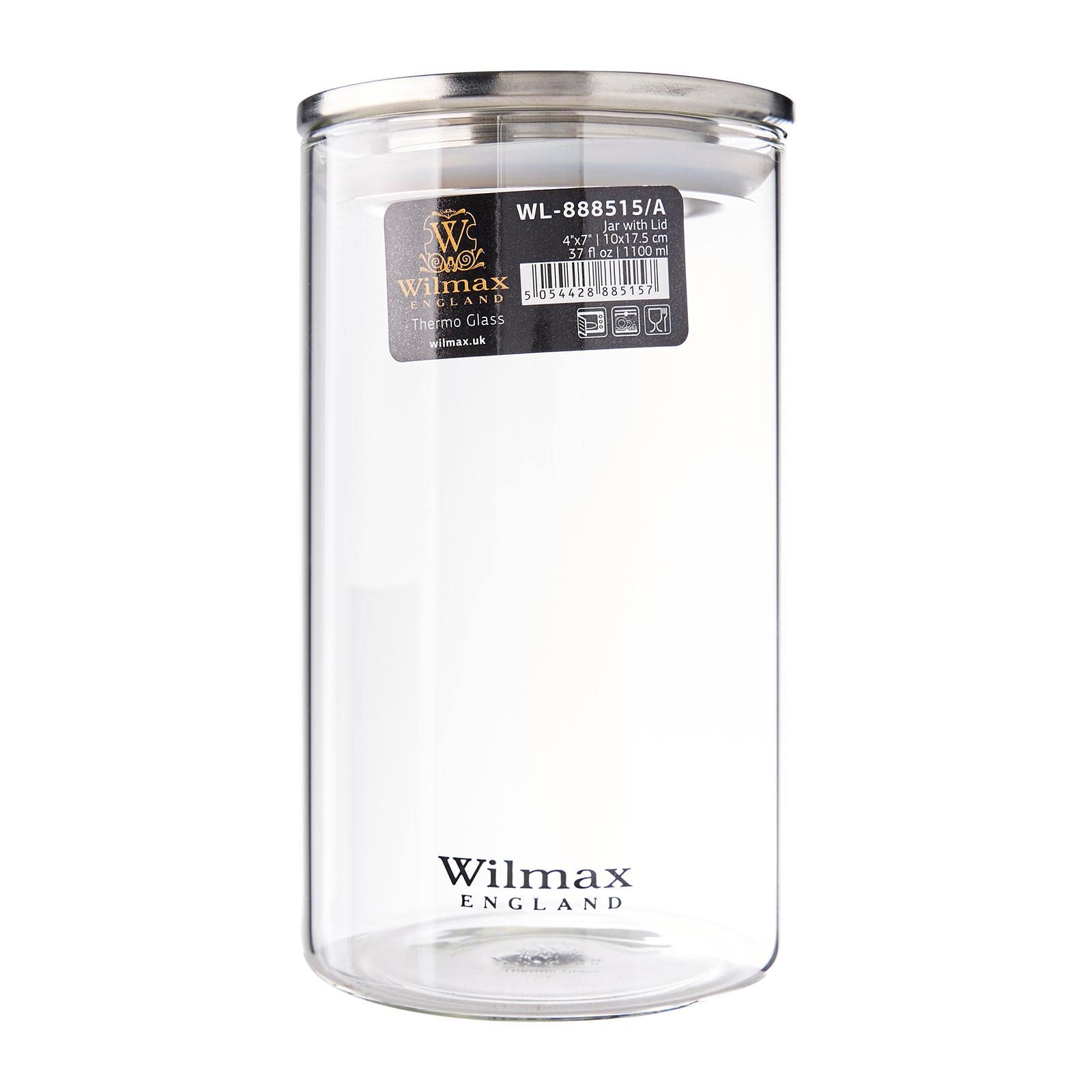 Wilmax WL-888515/A Borosilikatglas Vorratsdose mit Edelstahldeckel, 1100mL Kapazität, 3 Set