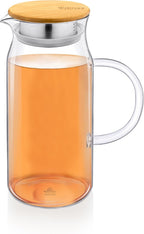 Wilmax Karaffe 1000 ml Thermoglas mit Bambusdeckel Transparent WL-888207/A