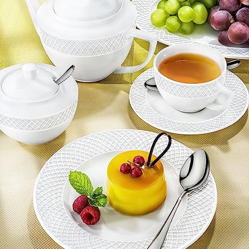 Wilmax WL-880107/AB Porzellan Kaffeetassen- und Untertassen-Set, Weiss, 90mL Kapazität