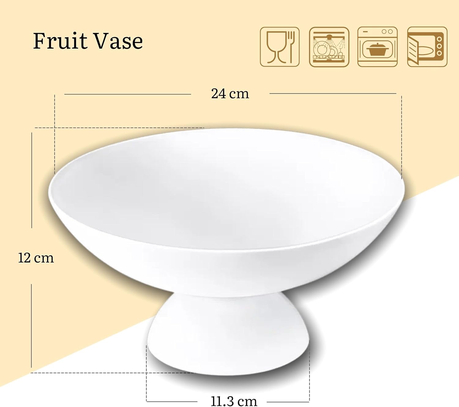 Wilmax Obstschale 24 × 11,5 cm Weiß aus Porzellan