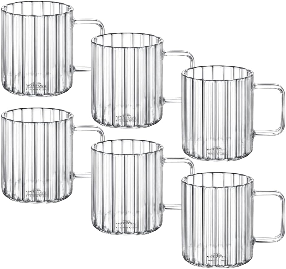 Wilmax Hitzebeständiger Glasbecher mit Henkel 300 ml 6er-Set aus Glas
