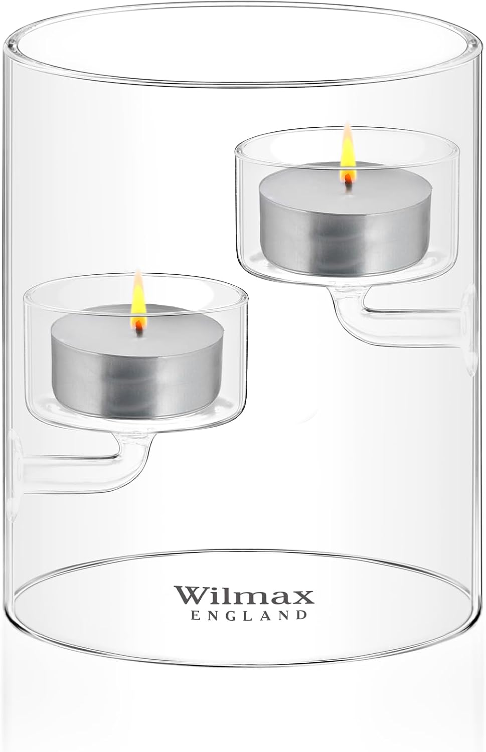 Wilmax Kerzenhalter für 2 Teelichter Thermoglas WL-888905/A