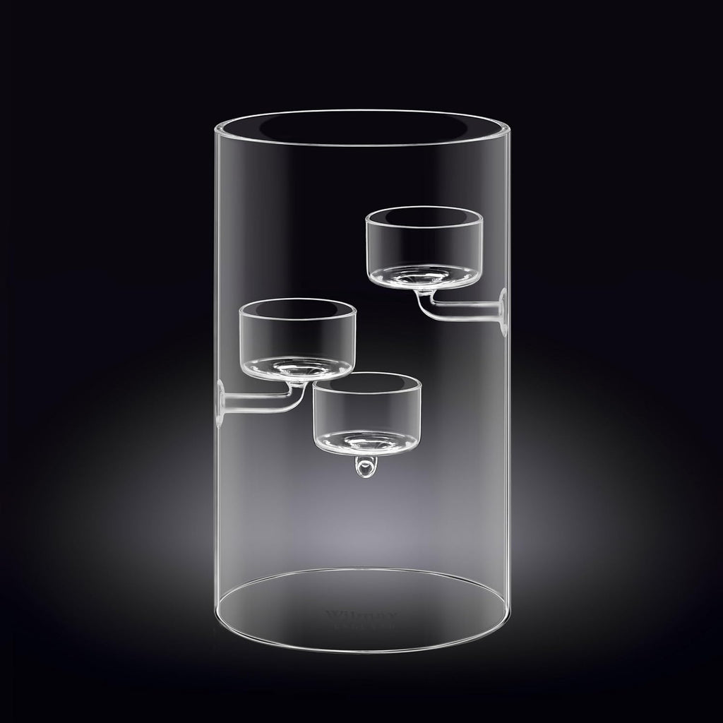 Wilmax Teelichthalter 20 cm Glas für 3 Teelichter WL-888906/A