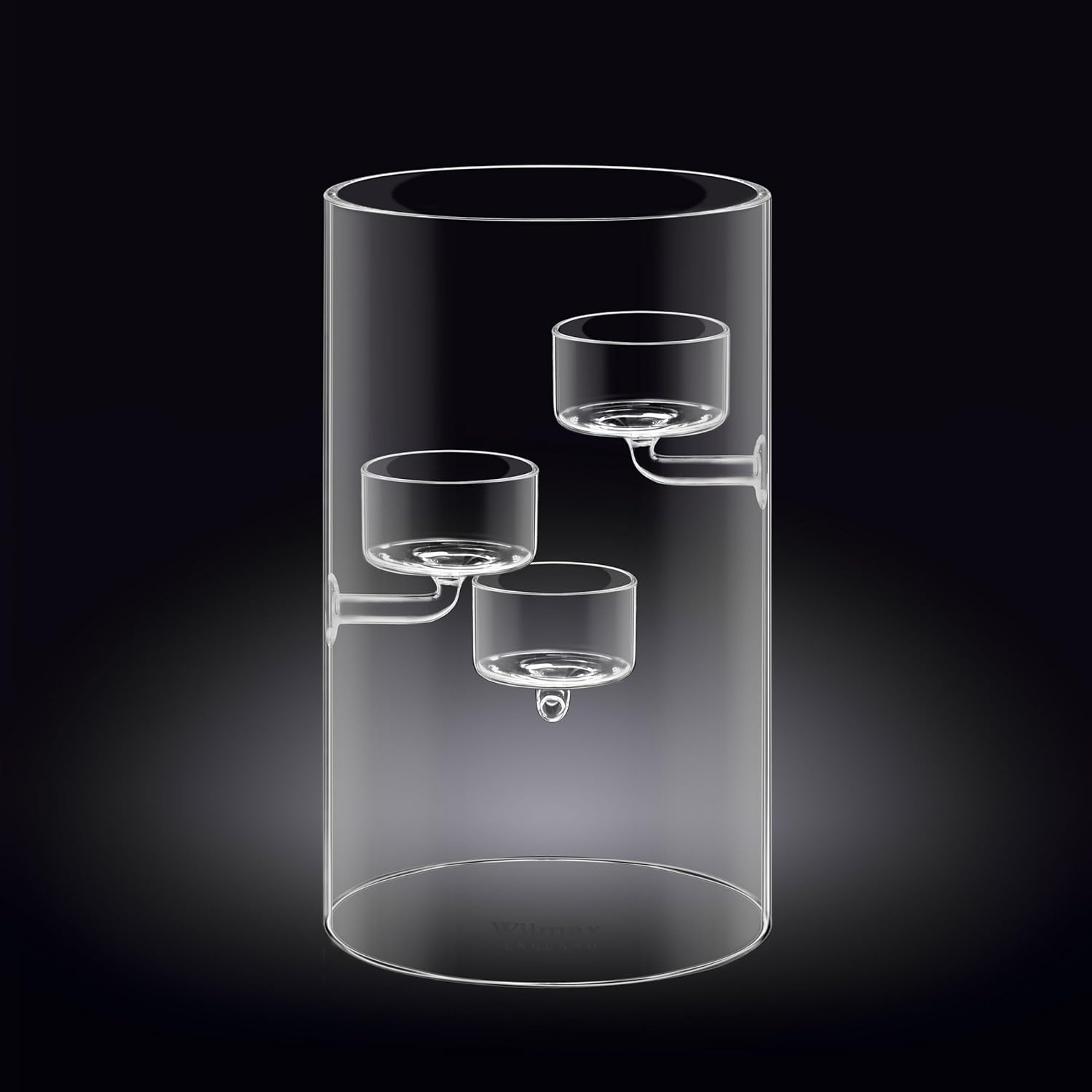 Wilmax Teelichthalter 20 cm Glas für 3 Teelichter WL-888906/A