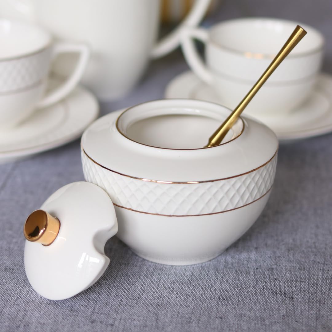 Wilmax Zucker- und Milchkännchen-Set mit Goldrand aus Porzellan 2-teilig