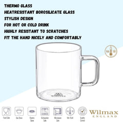 Wilmax Glastasse 100 ml aus Borosilikatglas mit Griff hitzebeständig WL-888602/A