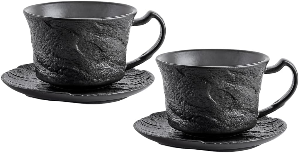 Wilmax Espressotassen Set mit Untertassen 75 ml 2er Schwarz WL-661149/AB2