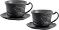 Wilmax Espressotassen Set mit Untertassen 75 ml 2er Schwarz WL-661149/AB2
