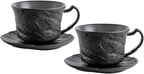 Wilmax Espressotassen Set mit Untertassen 75 ml 2er Schwarz WL-661149/AB2