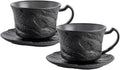 Wilmax Kaffeetassen Set mit Untertassen 180 ml 2er Schwarz WL-661151/AB2