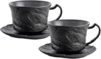 Wilmax Kaffeetassen Set mit Untertassen 180 ml 2er Schwarz WL-661151/AB2