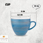 Wilmax Tasse mit Untertasse 190 ml 6er-Set Blau aus Porzellan