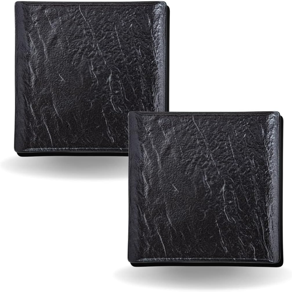 Wilmax Quadratische Servierplatte 27 × 27 cm 2er-Set Schwarz aus Porzellan