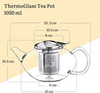 Wilmax Teekanne 1050 ml Borosilikatglas Edelstahlfilter WL-888805/A