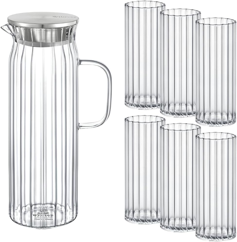 Wilmax Karaffe mit 6 Gläsern Glas Set WL-888220/A-888626/A6