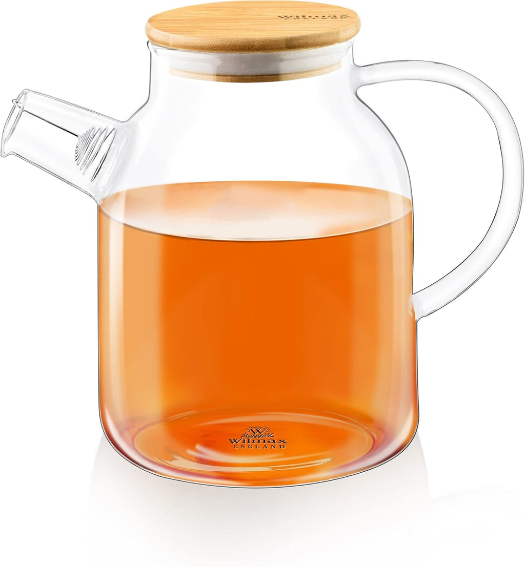 Wilmax Getränkeset 7-teilig mit Teekanne 1100 ml mit Edelstahlfilter und 6 Kaffeetassen 400 ml