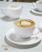 Wilmax Tasse mit Untertasse 170 ml Weiß aus Porzellan
