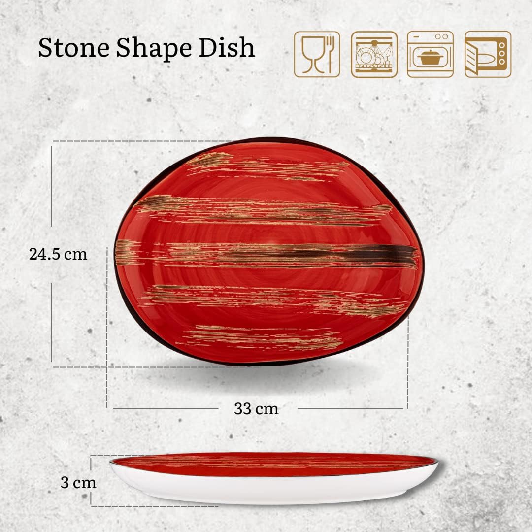 Wilmax Servierplatte 33 × 24,5 cm Rot aus Porzellan
