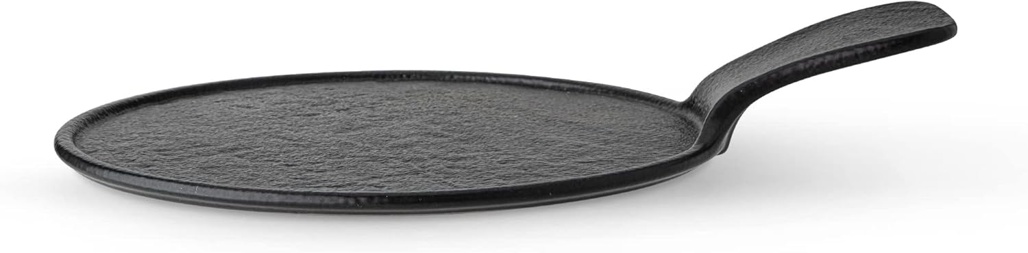Wilmax Runde Servierplatte mit Griff 30,5 × 21,5 cm Schwarz aus Porzellan
