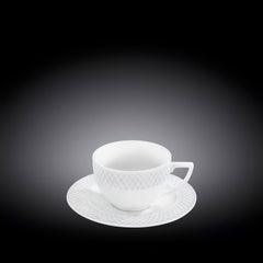 Wilmax WL-880106/AB Porzellan Cappuccino-Tasse und Untertassen-Set, Weiss, 170mL Kapazität