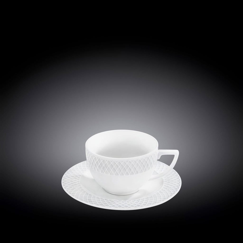 Wilmax Tasse mit Untertasse 170 ml Weiß Porzellan WL-880101402/AB