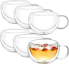Wilmax Thermogläser mit Henkel 6er-Set 300 ml Latte Kaffeeglas WL-888769/A6