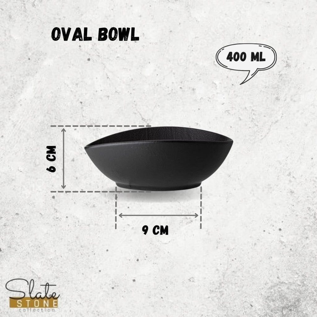 Wilmax Ovale Schale SlateStone Schwarz 19 x 15 x 6 cm Porzellan WL-661119/A