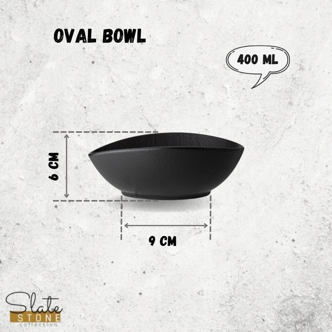Wilmax Ovale Schale SlateStone Schwarz 19 x 15 x 6 cm Porzellan WL-661119/A