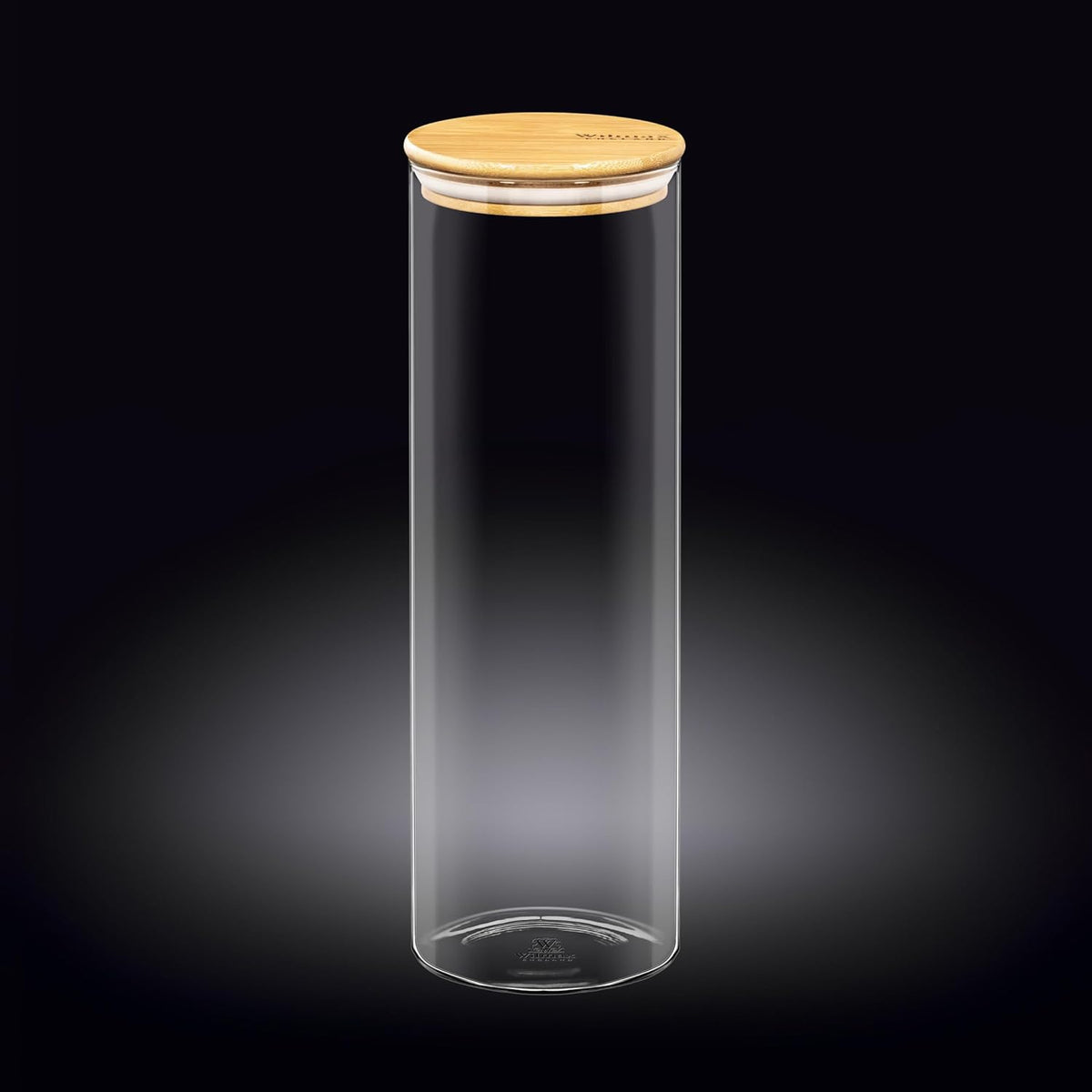 Wilmax Vorratsglas mit Deckel, 2000 ml, Glas & Bambus, WL-888510/A