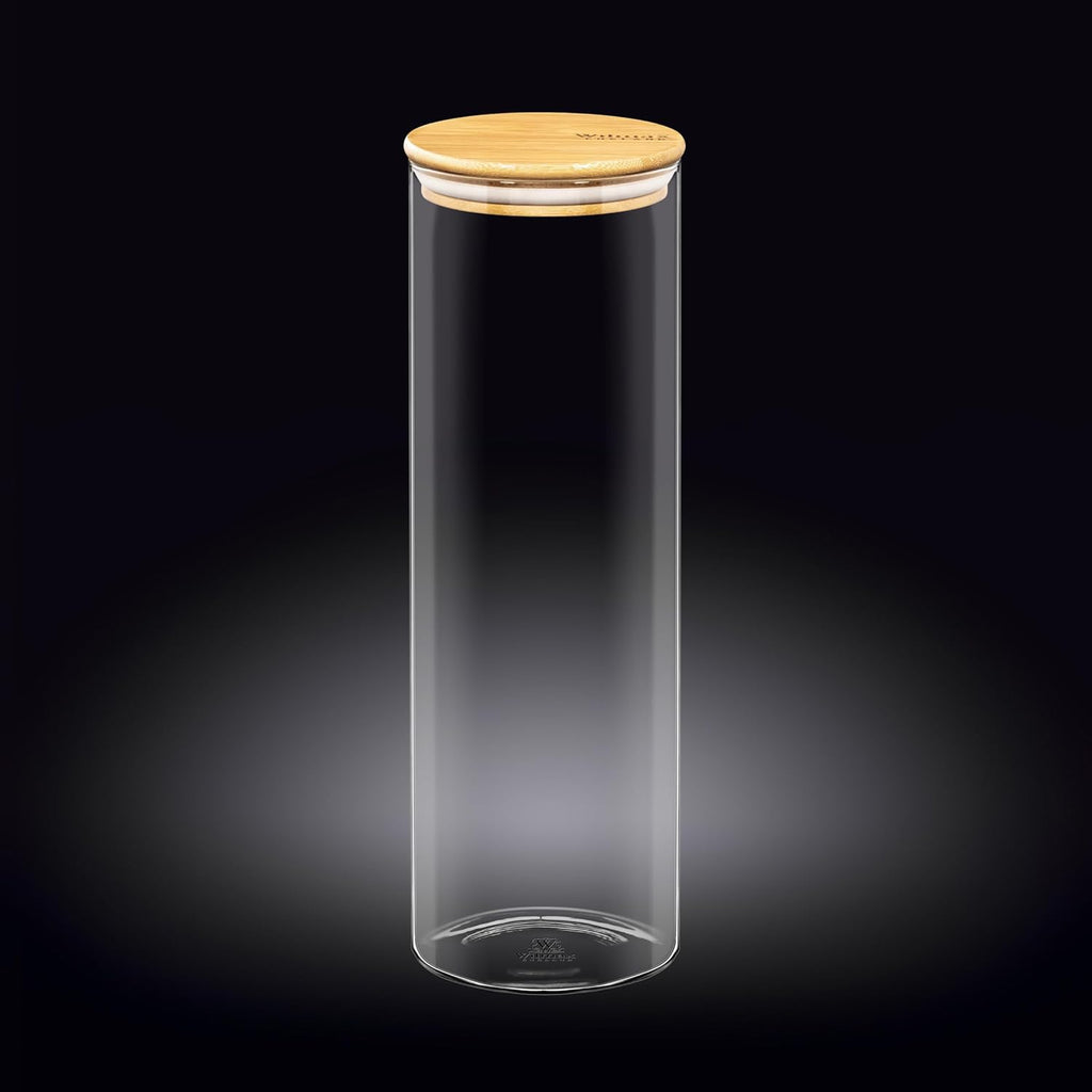Wilmax Vorratsglas 2000 ml mit Bambusdeckel Transparent