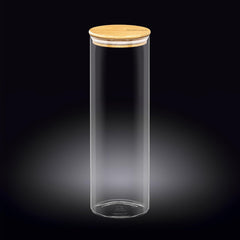 Wilmax Vorratsglas mit Deckel, 2000 ml, Glas & Bambus, WL-888510/A