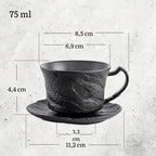 Wilmax Espressotassen Set mit Untertassen 75 ml 2er Schwarz WL-661149/AB2
