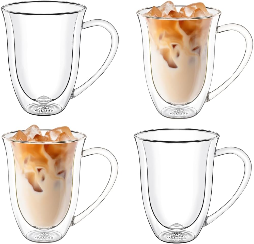 Wilmax Doppelwandiger Becher 400 ml 4er-Set Transparent