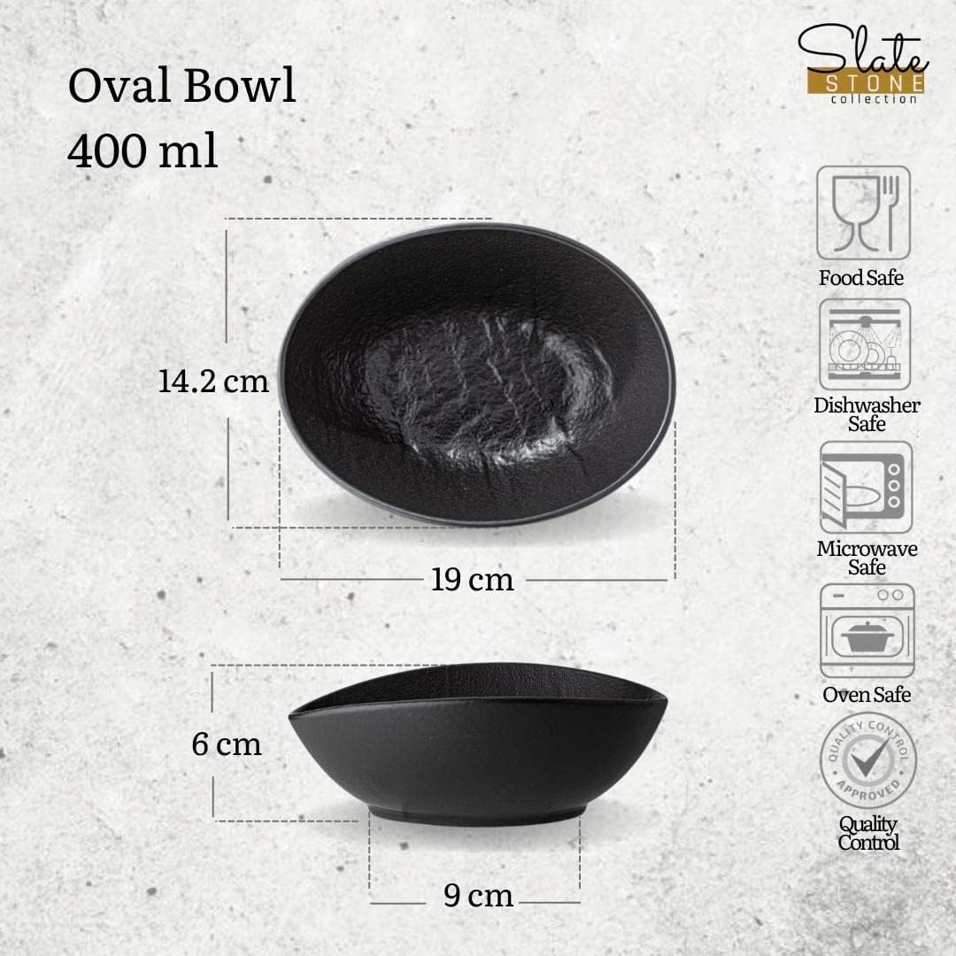 Wilmax Ovale Schale 19 x 15 x 6 cm 3er Set SlateStone Schwarz WL-661119/A3