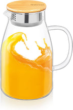 Wilmax Karaffe 1900 ml Thermoglas mit Bambusdeckel Transparent WL-888216/A