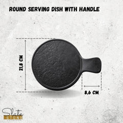 Wilmax Runde Servierplatte mit Griff SlateStone Schwarz 30,5 x 21,5 cm WL-661137/A