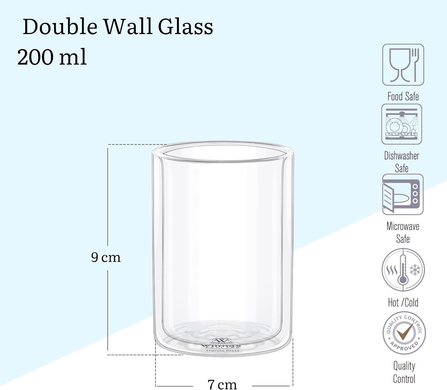 Wilmax Doppelwandiges Glas 200 ml 6er-Set Transparent