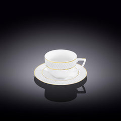 Wilmax Kaffeetasse & Untertasse mit Goldlinien, 90 ml, 6er Set, WL-880102400/AB6