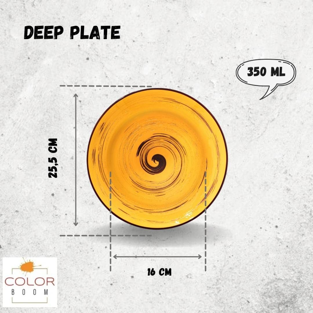 Wilmax WL-669427/A Porzellan Tiefe Platte, Gelb, 25.5cm Durchmesser, 350mL Kapazität