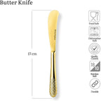 Wilmax Servierset 2-teilig mit Butterdose 19 cm mit goldfarbenem Messer Weiß aus Porzellan