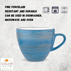 Wilmax Tasse mit Untertasse 300 ml 6er-Set Blau aus Porzellan