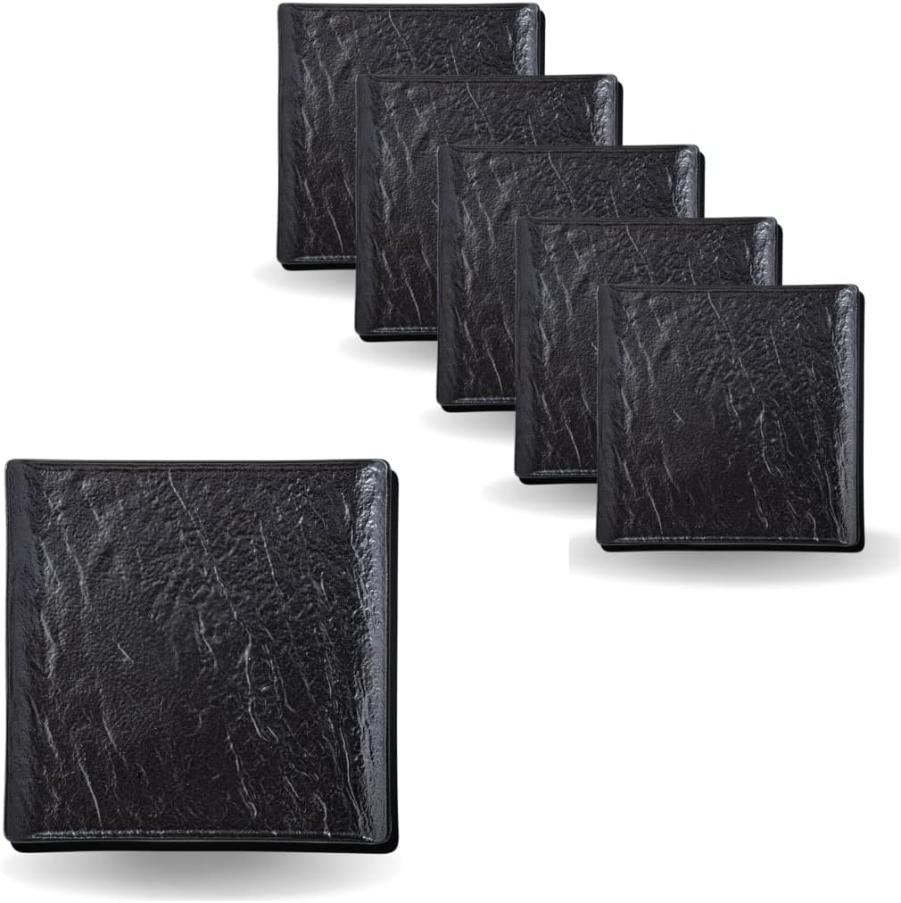 Wilmax Quadratischer Teller 13 x 13 cm 6er Set SlateStone Schwarz WL-661104/A6
