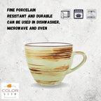 Wilmax Tasse mit Untertasse 190 ml 6er-Set Pistazie aus Porzellan