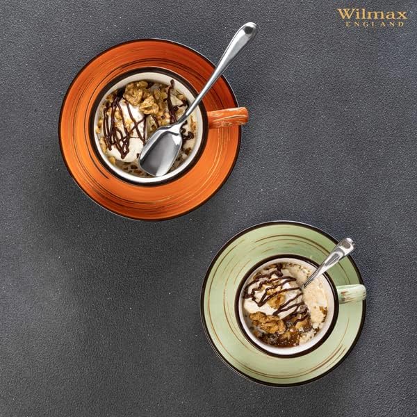Wilmax Tasse mit Untertasse 300 ml 6er-Set Orange aus Porzellan