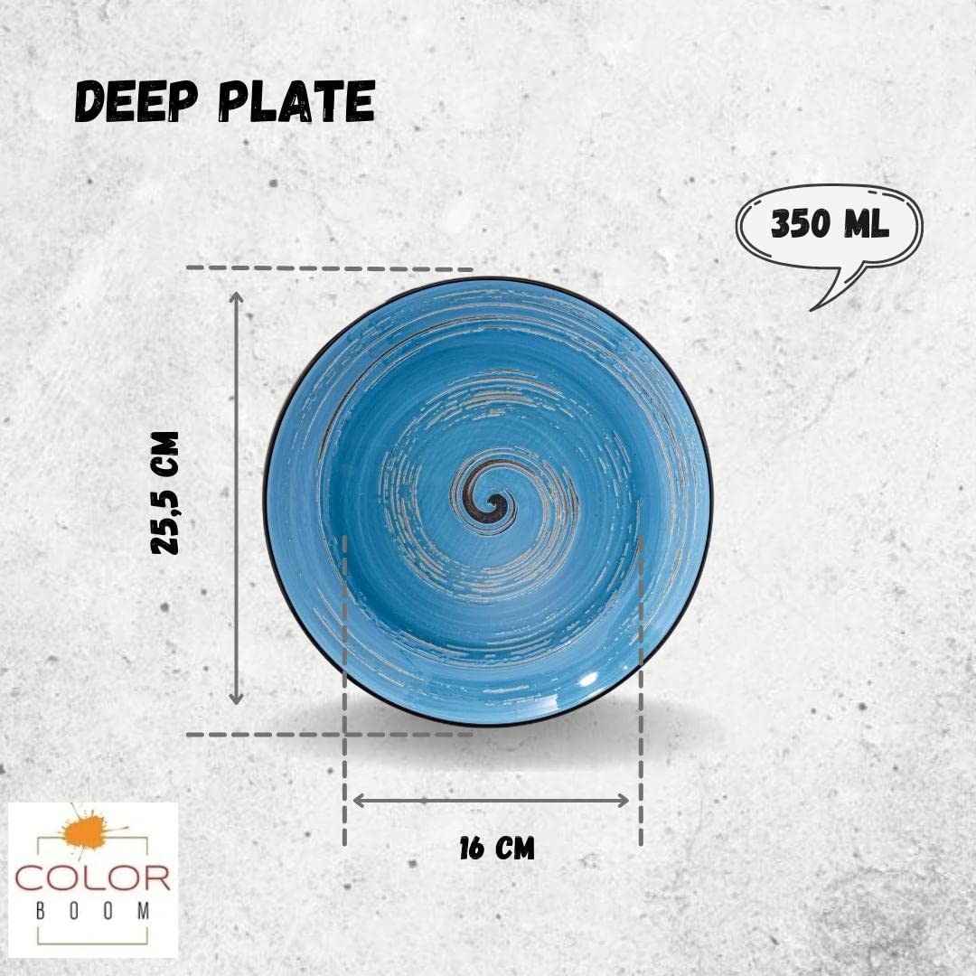 Wilmax WL-669627/A Porzellan Tiefe Platte, Blau, 25.5cm Durchmesser, 350mL Kapazität